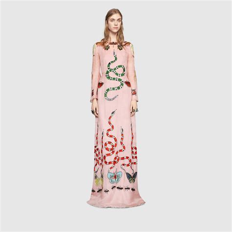 gucci long pink dress with snakes|gucci dresses.